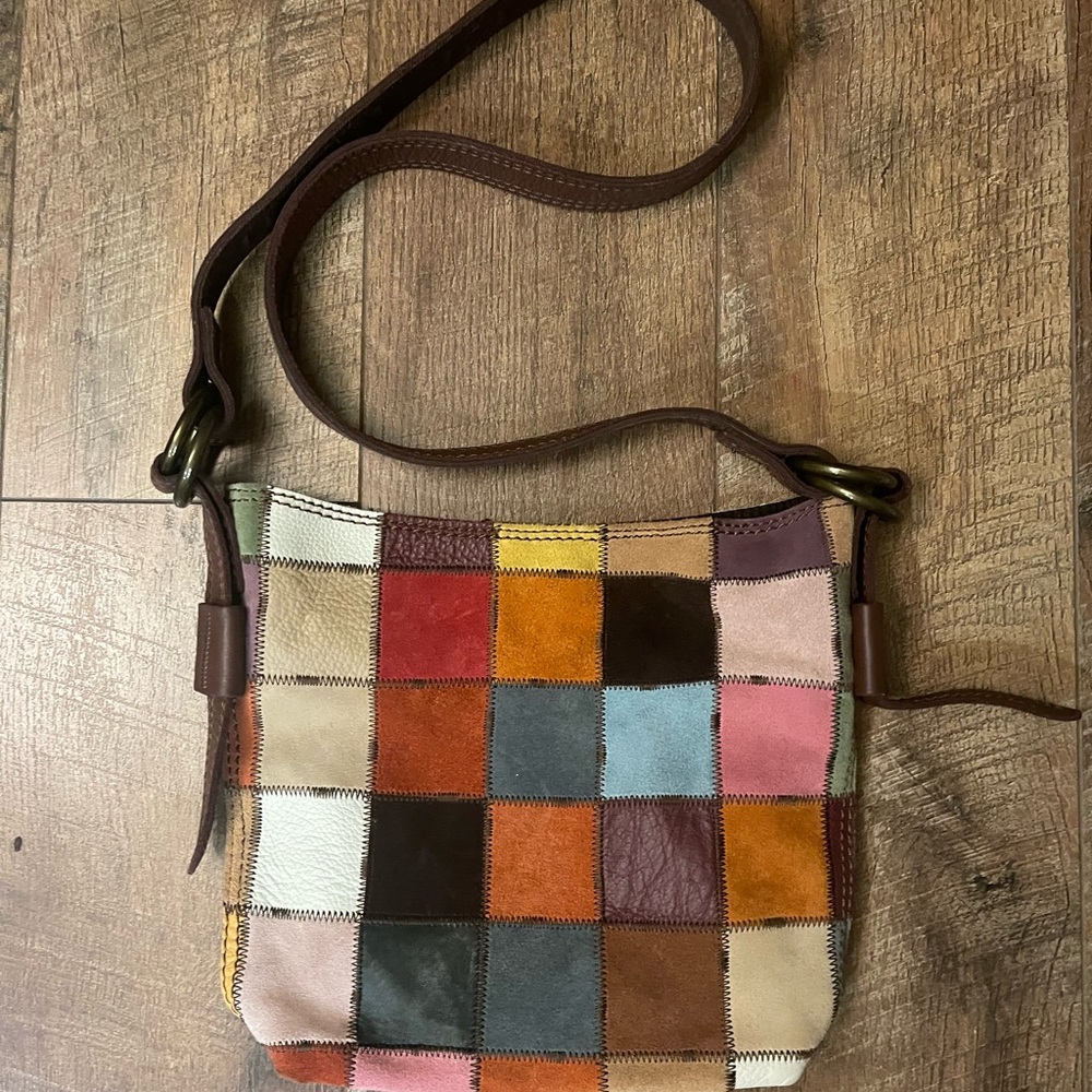 Lucky Brand Patchwork Leather Suede Crossbody Bag